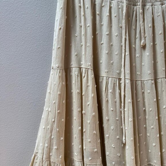 Cream Smocked Waist Tiered Maxi Skirt - Picture 4 of 4